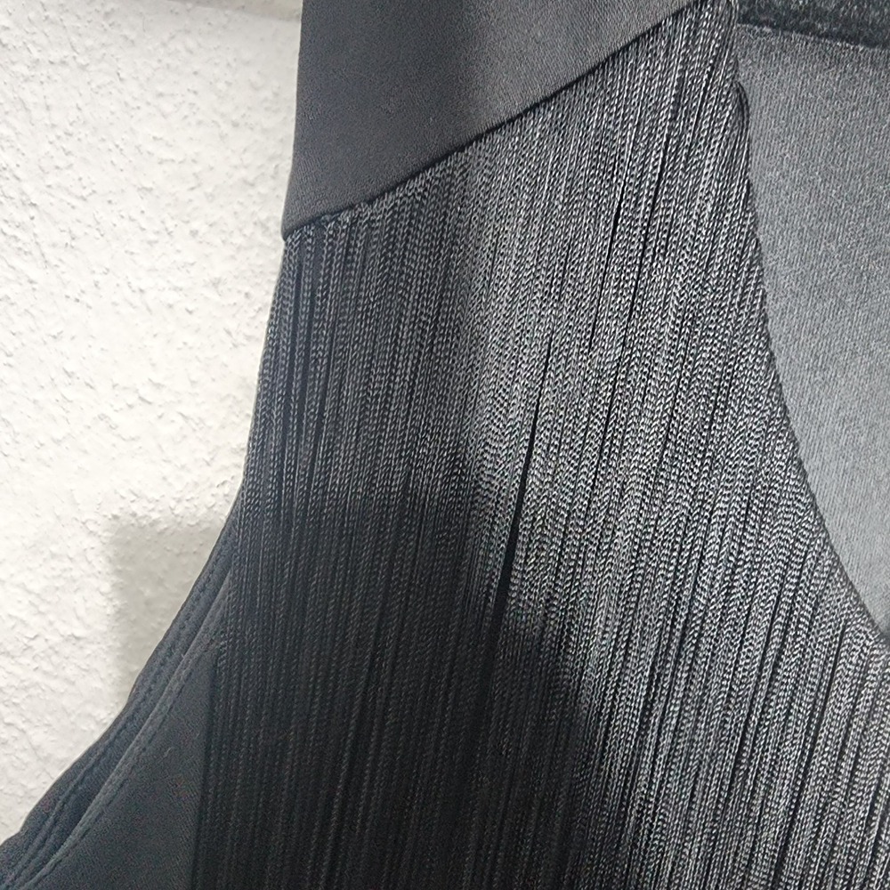 Boston Proper Swingy‎ Fringe Dress Proper Black V-Neck Sleeveless Mini 10 NEW - Picture 8 of 12